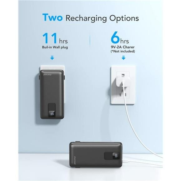 Portable charger 20000mAh power bank with cables wall plug fast charging - Picture 4 of 7